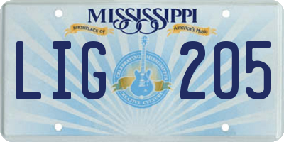 MS license plate LIG205