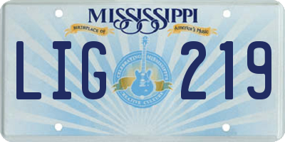 MS license plate LIG219