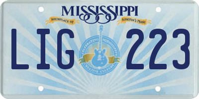 MS license plate LIG223