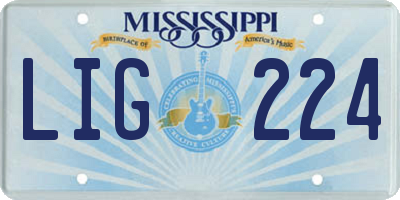 MS license plate LIG224