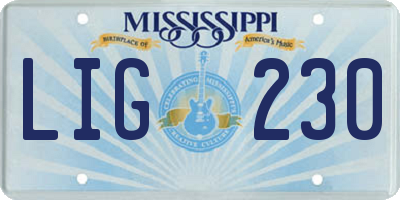MS license plate LIG230