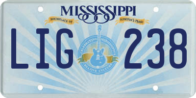 MS license plate LIG238