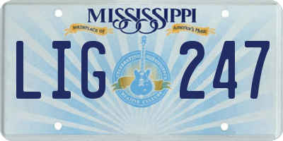 MS license plate LIG247