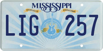 MS license plate LIG257
