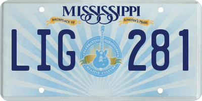 MS license plate LIG281