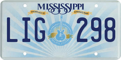 MS license plate LIG298