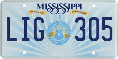 MS license plate LIG305