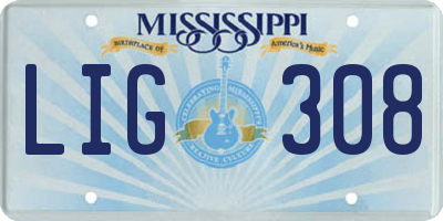 MS license plate LIG308