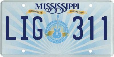 MS license plate LIG311