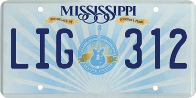 MS license plate LIG312