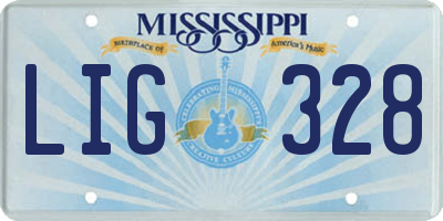 MS license plate LIG328