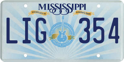 MS license plate LIG354