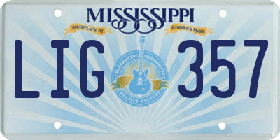 MS license plate LIG357