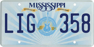 MS license plate LIG358