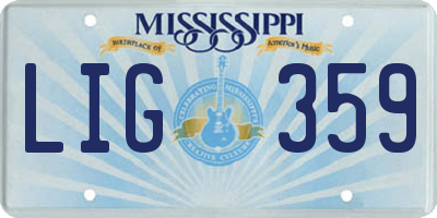 MS license plate LIG359