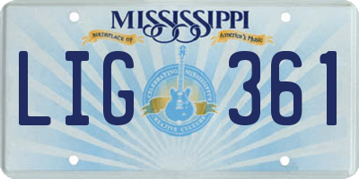 MS license plate LIG361