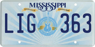 MS license plate LIG363