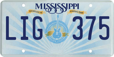 MS license plate LIG375