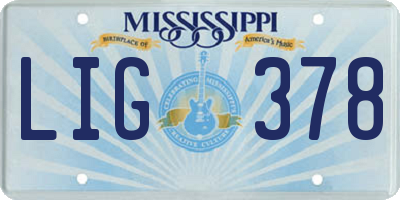 MS license plate LIG378