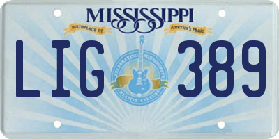 MS license plate LIG389