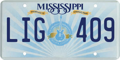 MS license plate LIG409