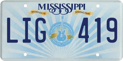 MS license plate LIG419