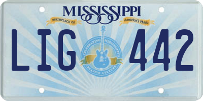 MS license plate LIG442