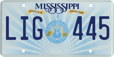 MS license plate LIG445