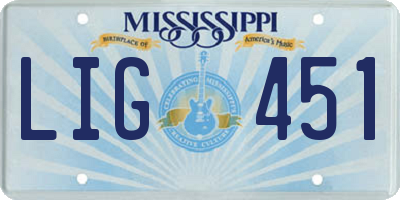 MS license plate LIG451