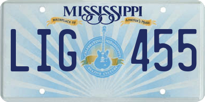 MS license plate LIG455