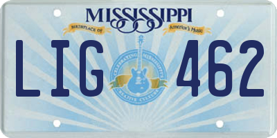 MS license plate LIG462