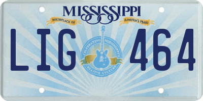 MS license plate LIG464