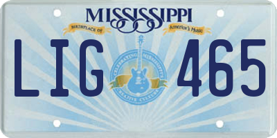 MS license plate LIG465