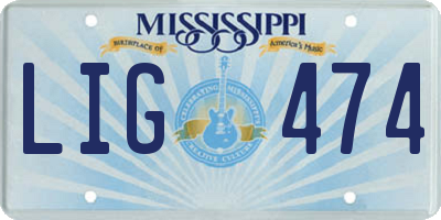 MS license plate LIG474