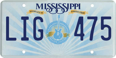 MS license plate LIG475