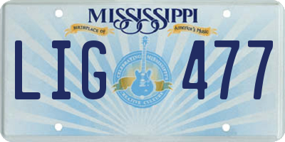 MS license plate LIG477