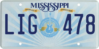 MS license plate LIG478