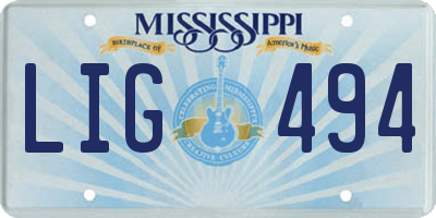 MS license plate LIG494