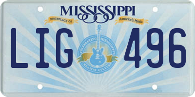 MS license plate LIG496