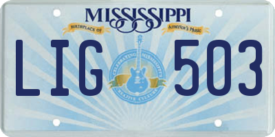 MS license plate LIG503