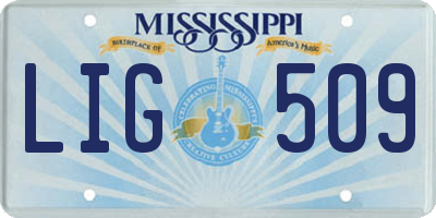 MS license plate LIG509