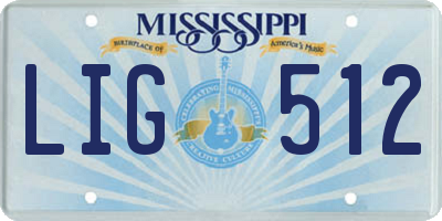 MS license plate LIG512