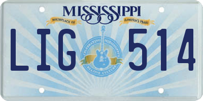 MS license plate LIG514