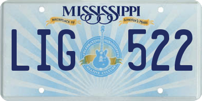 MS license plate LIG522