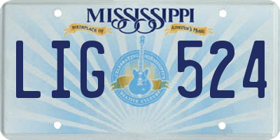 MS license plate LIG524
