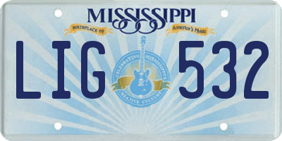 MS license plate LIG532