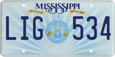 MS license plate LIG534