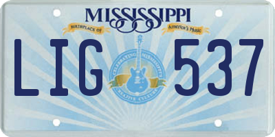 MS license plate LIG537