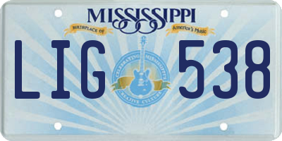 MS license plate LIG538