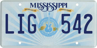 MS license plate LIG542
